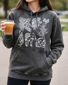 Sweat à capuche vintage épais 100% coton brodé, pull d'hiver streetwear, coupe oversize en molleton délavé unisexe - Product Image 3