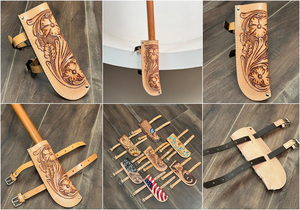 Porte-drapeau en cuir repoussé à la main de qualité supérieure Support de bannière de style occidental fait à la main pour décor rustique Événements en plein air et cadeaux personnalisés - Product Image 3