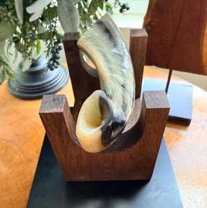 High Quality Natural Rams Horn Shofar <b>9</b> inches with Wooden Stand | best ram horn shofar for beginners - Product Image 3