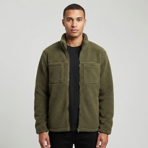 Chaqueta de Forro Polar Verde Oliva para Hombre, con Capucha, Cuello Alto, Cierre de Cremallera, Impermeable, Cálida, Informal, para Invierno, con Bolsillos, Corte Regular - Product Image 4