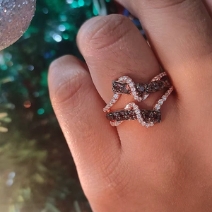 Cubic Zirconia Bow Ring 14K Solid Gold Open Adjustable Statement Ring for Women Fine Jewelry - Product Image 1