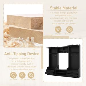 Perchero de árbol de salón negro desmontable 4 en 1, 7 ganchos, cajones de almacenamiento, gabinete, múltiples funciones, Banco de entrada para almacenamiento de zapatos - Product Image 5