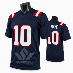 นิวอิงแลนด์ แพทริออตส์ เมย์ 10 เจอร์ซีย์เสื้อแขนสั้นสีน้ำเงินกรมท่าสำหรับผู้ชาย ชุดฟุตบอลทรงปกติ ระบายความชื้นได้ดี - Product Image 5
