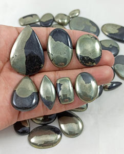 Pierre précieuse en pyrite naturelle en cabochon, provenant d'un fabricant, vendeur en ligne de cristaux, bijoux en argent personnalisés - Product Image 2