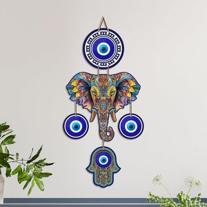 Décoration murale en MDF Œil d'éléphant contre le mauvais œil - Art Vastu Nazar Battu pour l'entrée de la maison, énergie positive - Product Image 1