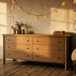Commode scandinave Linora en bois écologique et durable, finition grain de bois naturel, meuble de rangement minimaliste pour salon - Product Image 2