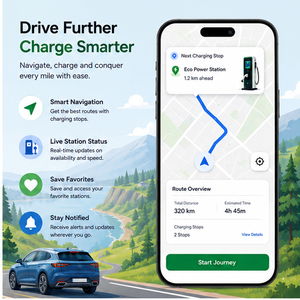 Station de recharge intelligente pour véhicules électriques, application mobile, connectivité du chargeur, suivi en temps réel, navigation d'itinéraire, compatible Android, iOS et Web - Product Image 2