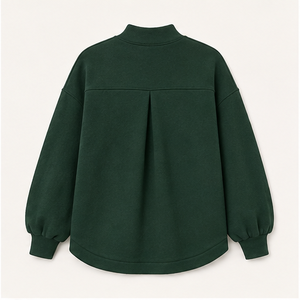 Custom Forest Green Womens A Line Mock Neck Sweatshirt <b>Balloon</b> Sleeve Curved Hem Tunic WSS-0040 - Product Image 2