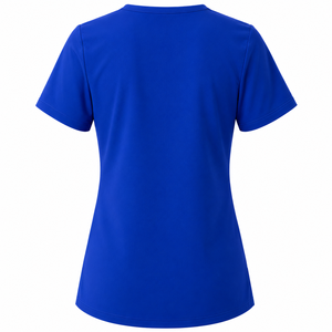 Haut de blouse médicale personnalisé pour femme, col en V, manches courtes, multi-poches, uniforme médical, chemise d'infirmière, couleur unie, haut de blouse médicale pour femme - Product Image 2