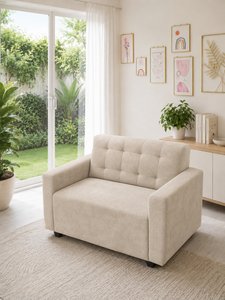 Emerald Modern Square Two-Seater Ivory <b>Sofa</b> with Padded Backrest Eco-Friendly Custom Fabric <b>for</b> Apartment & Hotel Use - Product Image 5