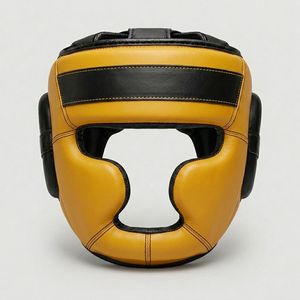 Protector de Cabeza de Boxeo de PVC, Color Amarillo y Negro Sólido, Equipo de Protección para Adultos, Ligero, Ecológico, Transpirable, Cómodo, con Hebilla - Product Image 2
