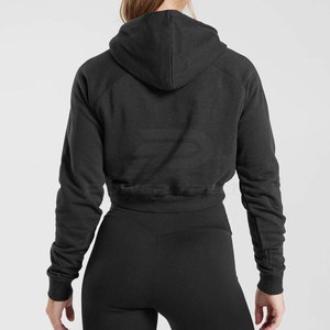 Sudadera con Capucha Corta para Mujer, Diseño Sencillo, Transpirable, de Algodón y Felpa, Manga Larga, para Deportes y Uso Casual - Product Image 2