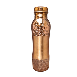Bouteille d'eau élégante en cuivre pur, faite à la main, martelée, sans joint, récipient ayurvédique en cuivre, anti-fuite, écologique, pour le sport - Product Image 4