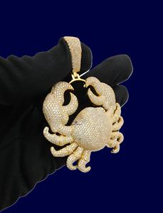 Collar llamativo de lujo con colgante de cangrejo chapado en oro rosa y moissanita, estilo Hip Hop, para fiesta - Product Image 2