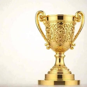 Copa de Trofeo Ornamental con Acabado Dorado, Diseño Floral en Relieve, Asas Curvas y Base Elegante para Campeones Deportivos - Product Image 1