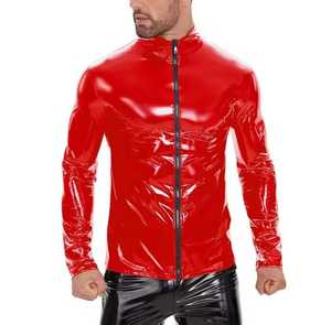 Custom Logo <b>Men's</b> <b>Leather</b> Moto <b>Jacket</b> Stand Collar Zipper Closure Slim Fit Waterproof Solid Color Regular Length Autumn Casual - Product Image 3