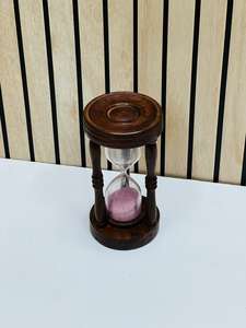 นาฬิกาทรายไม้ขนาด 5.75 นิ้ว พร้อมทรายสีชมพู |   นาฬิกาทรายตกแต่งโต๊ะงานวันเกิดลายกากบาทสไตล์เรียบง่าย - Product Image 4