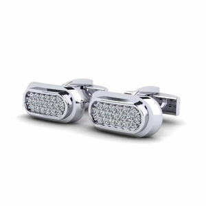 Boutons de manchette argentés pour homme avec cristaux de strass sertis en canal, bijoux formels - Product Image 3