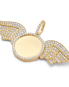 Hi Hop Moissanite Pendant Iced Out Round Wing <b>Memory</b> Photo Charms Necklace 925 Silver Custom Picture Pendant <b>Gift</b> For Him - Product Image 1