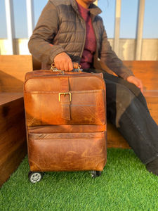 Nueva llegada de bolsos de equipaje de cuero genuino real de usos múltiples Bolso de la carretilla hecha a mano Unisex tamaño grande Venta caliente maleta de usos múltiples - Product Image 4