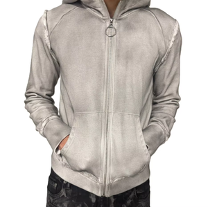 Sudadera con capucha personalizada con cremallera completa para hombre, de forro polar grueso, estilo oversize, para streetwear, con logo - Product Image 3