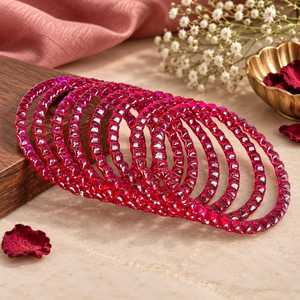 Bracelets en verre indiens colorés faits à la main, bijoux traditionnels de mode, forme goutte d'eau, cadeau - Product Image 4