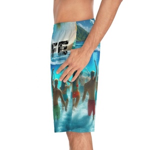 Pantalones cortos de verano para hombre, pantalones cortos informales transpirables con cordón, trajes de baño de color liso, pantalones cortos para correr y hacer deporte, surf, vacaciones en la playa - Product Image 6