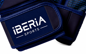 Gants de boxe IBERIA Premium noir et bleu, motif tissé, gants d'entraînement, logo personnalisé, OEM ODM, équipement de boxe en gros - Product Image 5
