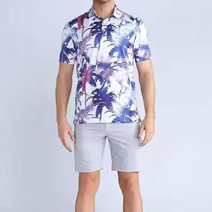 Custom Printed <b>Tropical</b> Palm Polo <b>Shirt</b> <b>Mens</b> Summer Short Sleeve Breathable Polyester Golf Casual <b>Shirt</b> Bulk OEM Supply - Product Image 5