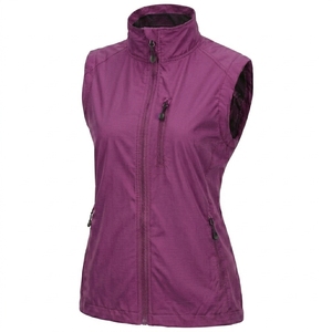 Gilet sans manches léger et respirant pour femme Gillet avec fermeture éclair, col montant, style sportif, beige et bleu - Product Image 2