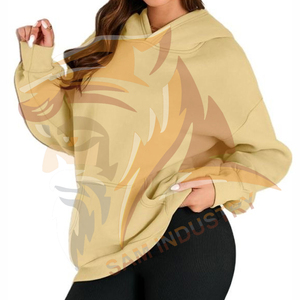 Premium Heavyweight Oversized 100% Cotton Embroidered Hoodie Custom Logo <b>Drop</b> Shoulder Streetwear Hoodies - Product Image 5