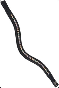Diadema para Caballo de Cuero Genuino con Cristales Negros Curvos de Alta Calidad, Diamantes de Imitación y Decoración de Diamantes G.K. - Product Image 3