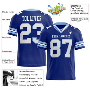 Camiseta de Fútbol Personalizada, Blanca y Azul Claro, Malla Transpirable, Auténtica, de Alta Calidad, para Deportes y Rendimiento Atlético - Product Image 2