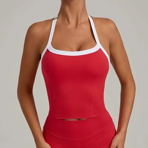 Ensemble Athlétique d'Été Personnalisé en Gros : Soutien-Gorge de Sport Dos Nu à Col Halter et Jupe de Golf/Tennis Taille en V avec Short Intégré - Product Image 1