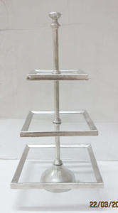 Soporte de cristal para tartas y postres con borde metálico, accesorios de cocina para bodas, fiestas, soporte para platos de galletas, herramientas para tartas - Product Image 2