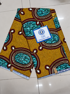 Green <b>Orange</b> Luxury African Wax Print Ankara Fabric Geometric Circle Pattern for <b>Women</b> Dressmaking - Product Image 4
