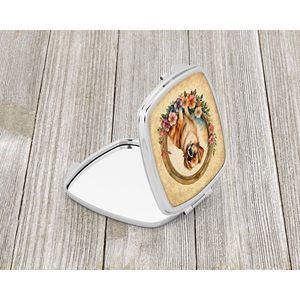 Tibetan Spaniel Flowers Compact Folding Handheld Makeup <b>Mirror</b> Portable <b>Travel</b> Decorative <b>Mirror</b> for Women and Girls Gift - Product Image 2