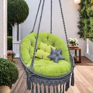 <b>Hanging</b> macrame <b>chair</b> swing, handmade, with cushions, Macrame hammock, <b>Hanging</b> woven swing, <b>Outdoor</b> Garden swing - Product Image 1