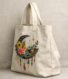 กระเป๋าผ้าแคนวาสพิมพ์ลายโลโก้ส่วนตัว COTTON FIELD กระเป๋าผ้าฝ้ายรีไซเคิลสำหรับผู้หญิงพร้อมลายปัก - Product Image 4