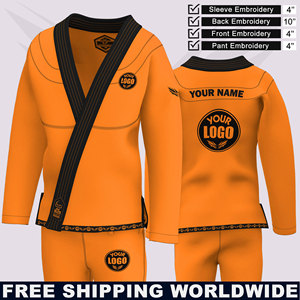 ชุดยิวยิตสูบราซิล (BJJ Gi) สีส้มพรีเมียม พร้อมโลโก้สั่งทำพิเศษ ผ้าเพิร์ลวีฟ ชุดยูนิฟอร์มสำหรับนักกีฬายิวยิตสู ชุดสำหรับการฝึกซ้อมและการแข่งขัน ชุดศิลปะการต่อสู้ - Product Image 4