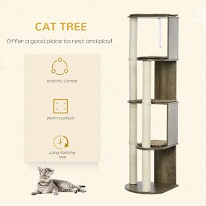 Árbol rascador moderno de esquina de 65 pulgadas de altura, torre multinivel, postes rascadores, apto para gatitos pequeños, con sisal - Product Image 3