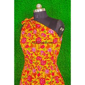 Robe moulante mi-longue sans manches à épaules dénudées A2ZCraftBazar, 100% coton, imprimé floral numérique, sexy, respirante, pour femmes - Product Image 3