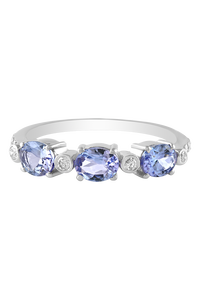 Anillo de Diamantes y Tanzanita en Plata de Ley 92.5 KLSR-11068 - Product Image 2