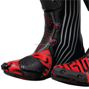 Moto <b>Boots</b> Mid-Calf Microfiber Leather Upper Rubber Outsole Side <b>Zipper</b> Closure Light Weight Breathable Comfortable Anti-Slip - Product Image 2