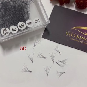 Venta al por mayor de fábrica: Extensiones de pestañas preformadas 3D-8D C/CC/D/DD/M/L Curl, abanicos sueltos, base delgada negra mate, logotipo personalizado - Product Image 3
