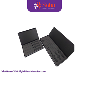Boîte de construction en carton rigide fabriquée au Vietnam par un fabricant OEM, avec revêtement UV et impression à chaud dorée, directement de l'usine - Product Image 3