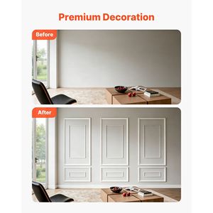 Kit di 3 Pannelli per Rivestimento Murale in Polistirolo Leggero e Facile da Dipingere, Profilo Doppio Largo e Stretto per Rivestimenti Murali - Product Image 3