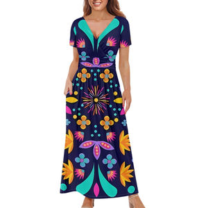 Vestido de Mujer con Diseño de Estampado Mexicano, Ropa Casual Cómoda y Transpirable al por Mayor - Product Image 3