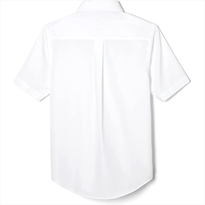 เสื้อนักเรียนขายส่ง ระดับประถมและมัธยม ผ้าคอตตอนทวิล ปักโลโก้ พิมพ์ลาย  แบบยูนิเซ็กซ์ สีขาว - Product Image 1