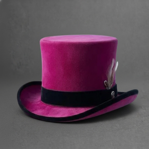 Chapeau haut de forme en soie rose fait main de qualité supérieure, accessoire de cosplay victorien steampunk gothique - Product Image 3